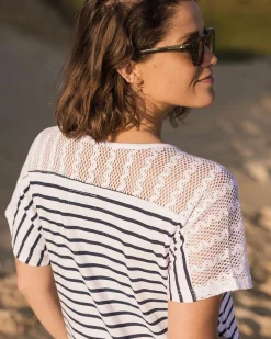 Olive Oversized Recycled Cotton T-Shirt Dress - Navy Stripe