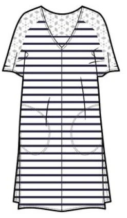 Olive Oversized Recycled Cotton T-Shirt Dress - Navy Stripe