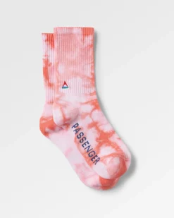 Organic Mid-weight Crew Socks - Tie Dye Shell Pink