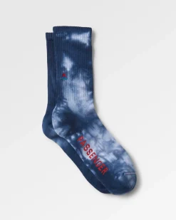 Organic Midweight Crew Socks - Tie Dye Deep Navy