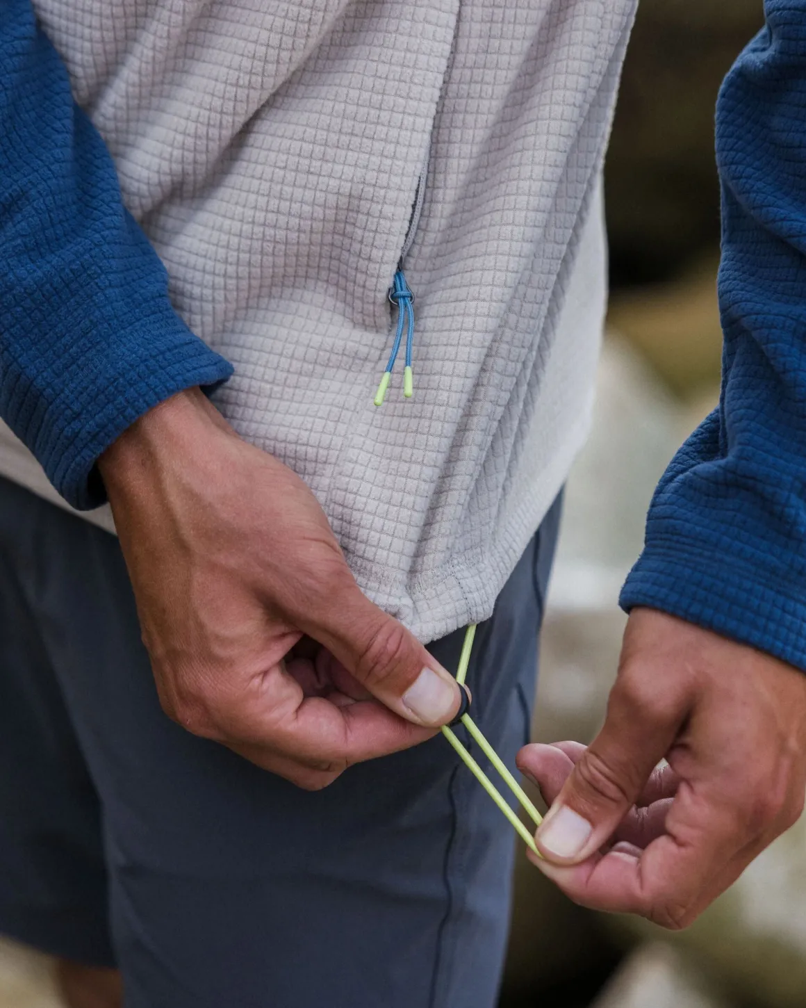 Overlook Recycled Grid Polar Fleece - Dark Denim/Pebble Grey