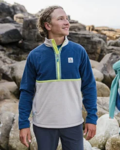 Overlook Recycled Grid Polar Fleece - Dark Denim/Pebble Grey