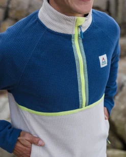 Overlook Recycled Grid Polar Fleece - Dark Denim/Pebble Grey