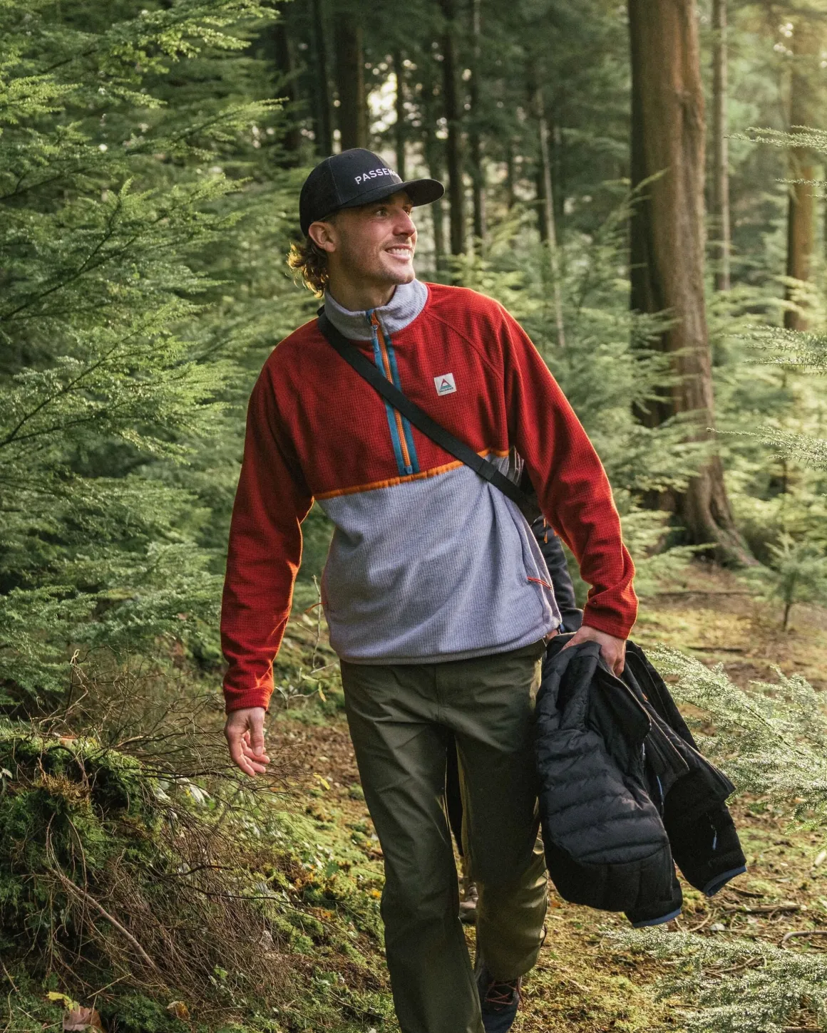 Overlook Recycled Grid Polar Fleece - Red Ochre/Grey Marl