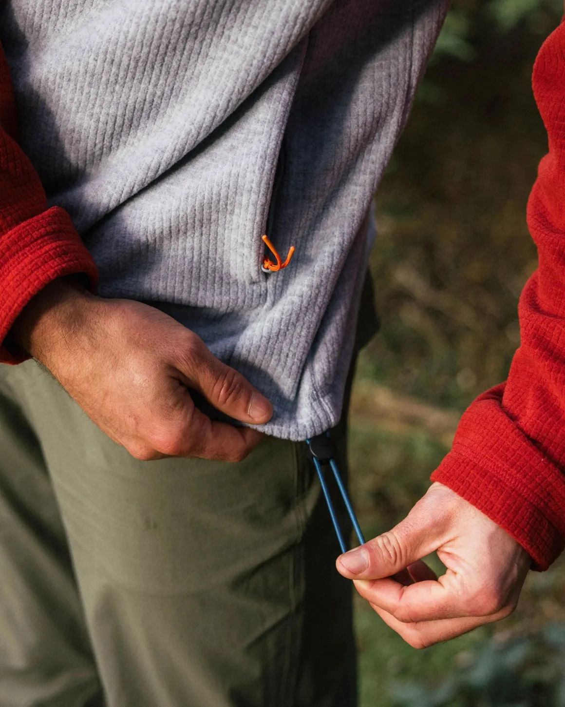 Overlook Recycled Grid Polar Fleece - Red Ochre/Grey Marl