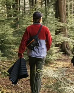 Overlook Recycled Grid Polar Fleece - Red Ochre/Grey Marl