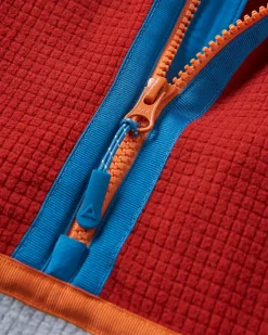 Overlook Recycled Grid Polar Fleece - Red Ochre/Grey Marl