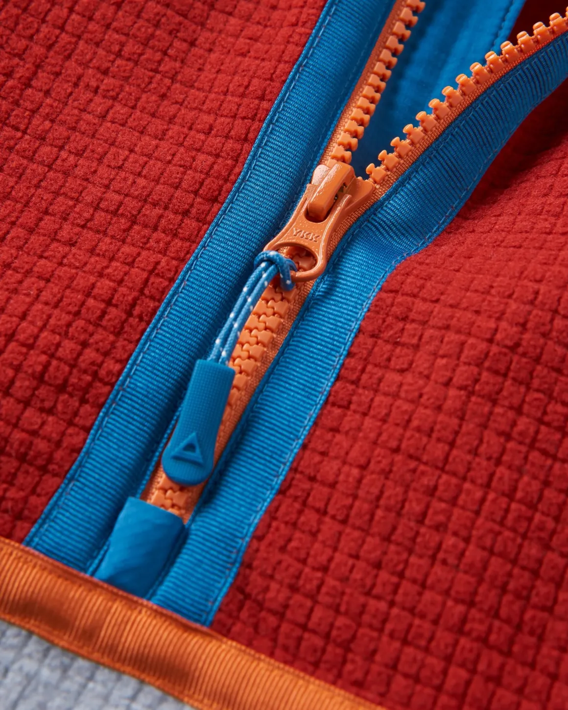 Overlook Recycled Grid Polar Fleece - Red Ochre/Grey Marl