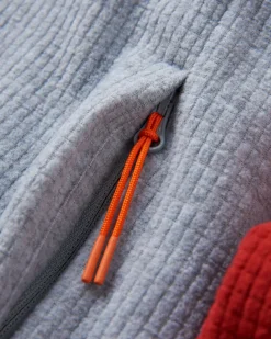 Overlook Recycled Grid Polar Fleece - Red Ochre/Grey Marl