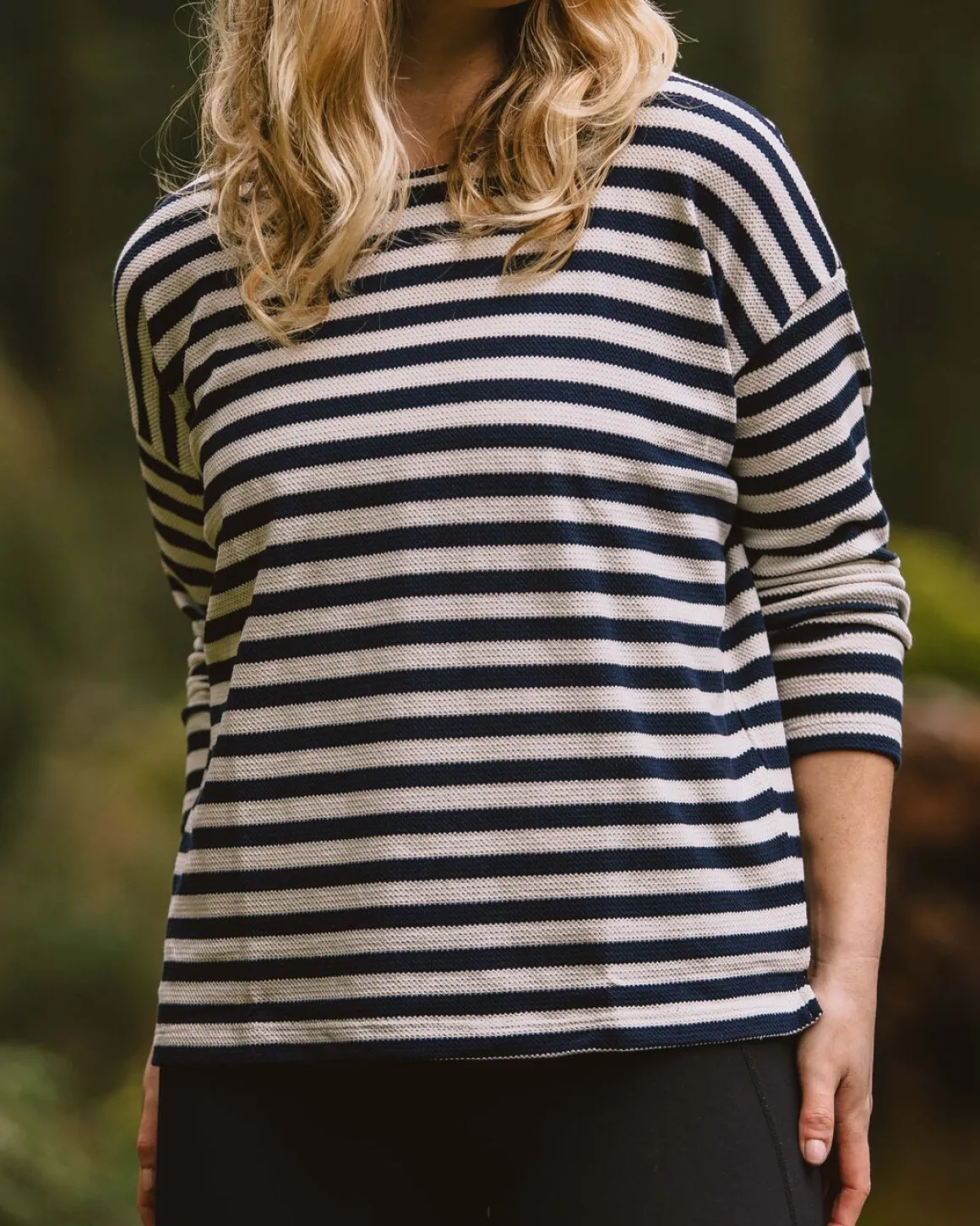Panorama Striped Long Sleeve T-Shirt - Deep Navy