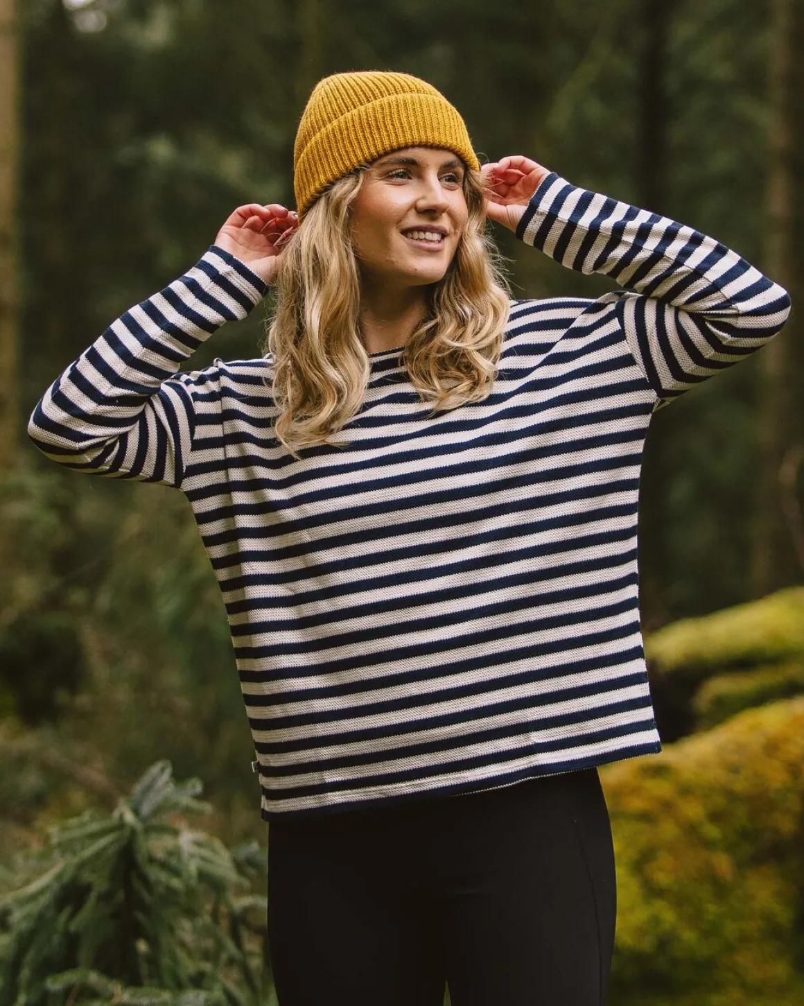 Panorama Striped Long Sleeve T-Shirt - Deep Navy