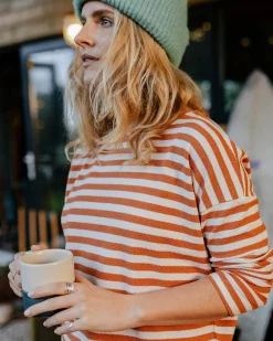Panorama Striped Long Sleeve T-Shirt - Glazed Ginger