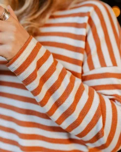 Panorama Striped Long Sleeve T-Shirt - Glazed Ginger