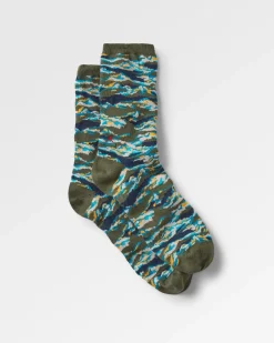 Peak Organic Midweight Crew Socks - Khaki Green