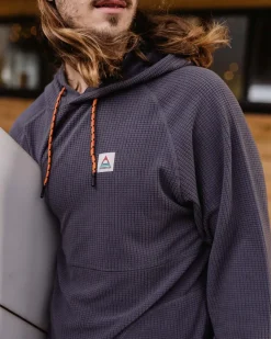 Point Recycled Grid Polar Fleece Hoodie - Charcoal