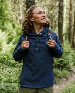 Point Recycled Grid Polar Fleece Hoodie - Dark Denim