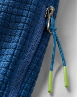 Point Recycled Grid Polar Fleece Hoodie - Dark Denim