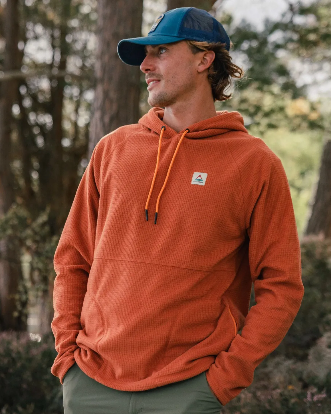 Point Recycled Grid Polar Fleece Hoodie - Baked Clay