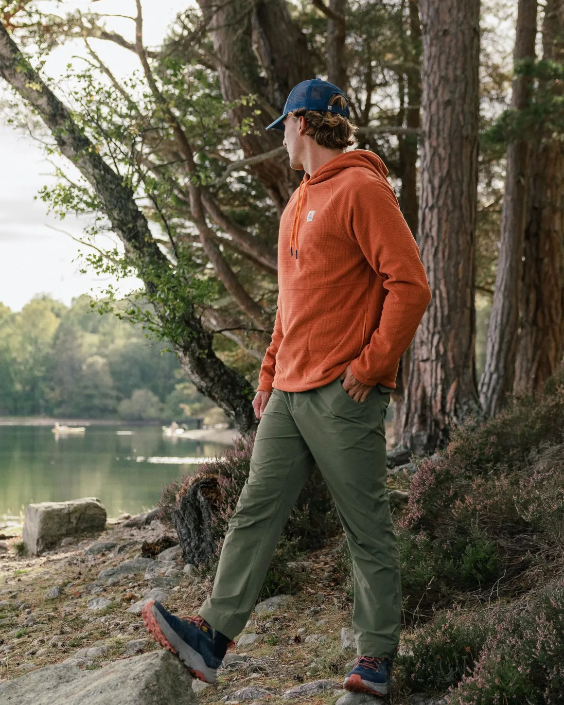 Point Recycled Grid Polar Fleece Hoodie - Baked Clay