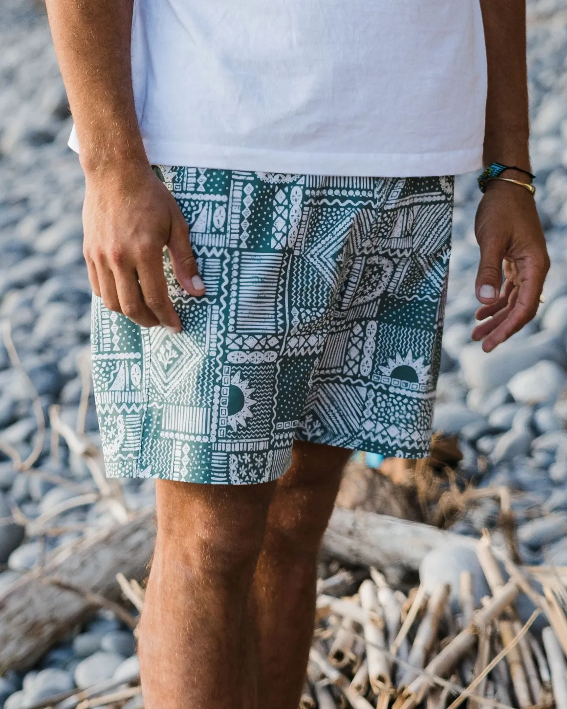 Porto Recycled All Purpose Swim Shorts - Vintage Patchwork Dark Forest