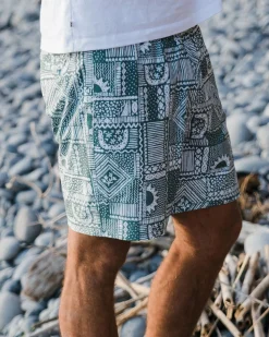 Porto Recycled All Purpose Swim Shorts - Vintage Patchwork Dark Forest