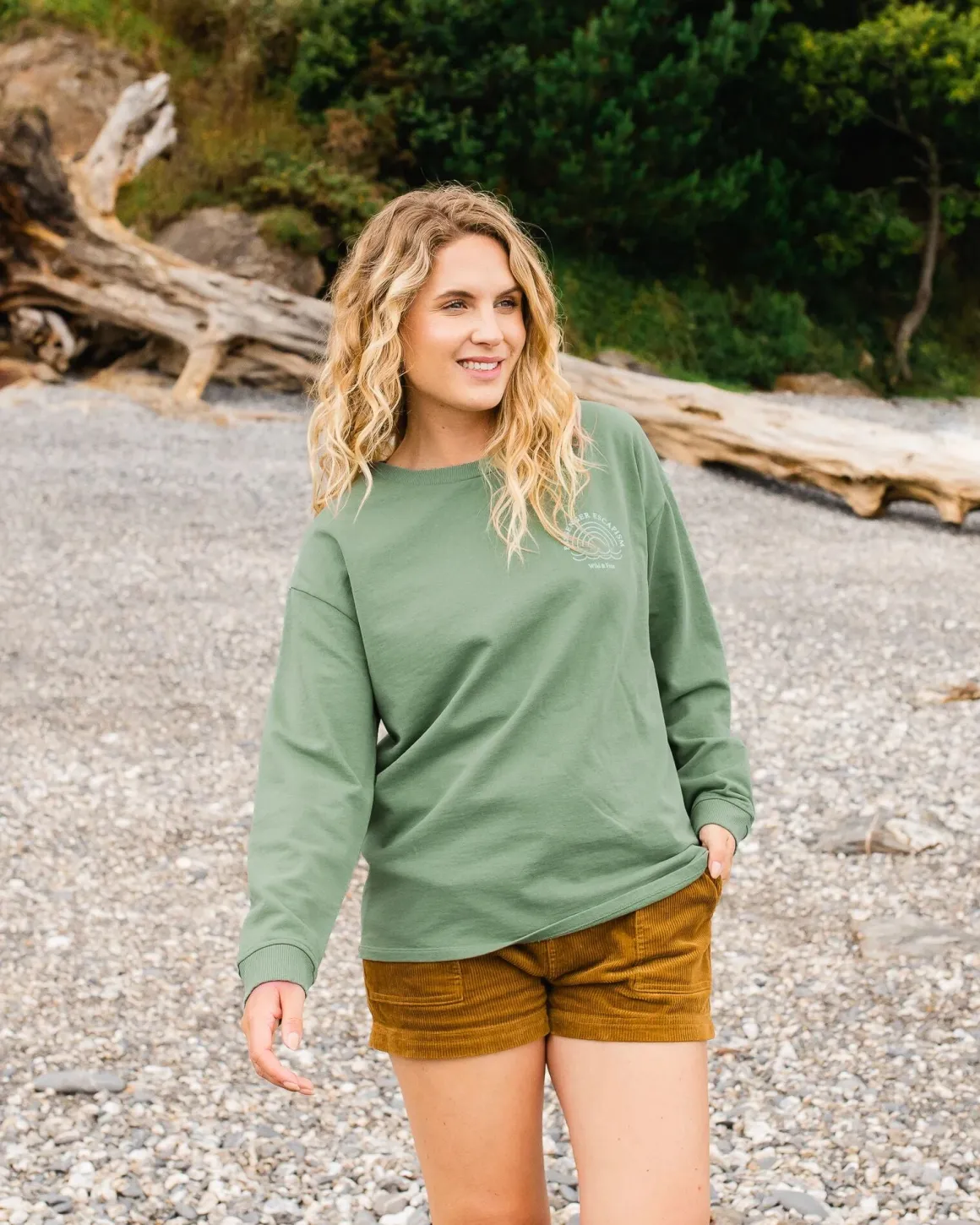 Rainbow Recycled Cotton Oversized Sweatshirt - Dark Ivy