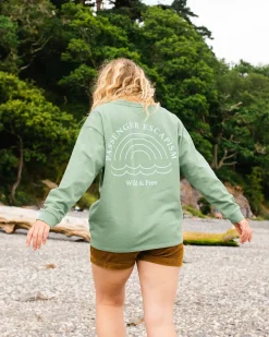 Rainbow Recycled Cotton Oversized Sweatshirt - Dark Ivy