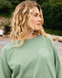 Rainbow Recycled Cotton Oversized Sweatshirt - Dark Ivy