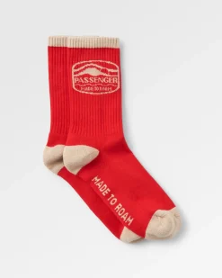 Rambler Organic Mid-weight Crew Socks - Red Ochre