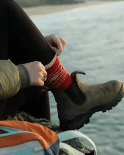 Rambler Organic Mid-weight Crew Socks - Red Ochre