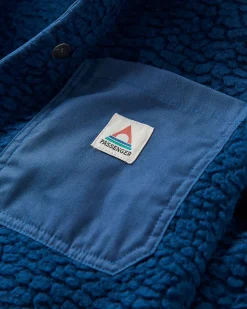 Rappel Recycled Sherpa Oversized Shirt - Dark Denim