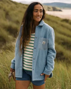 Rappel Recycled Sherpa Oversized Shirt - Faded Denim