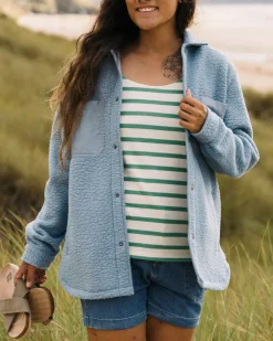 Rappel Recycled Sherpa Oversized Shirt - Faded Denim