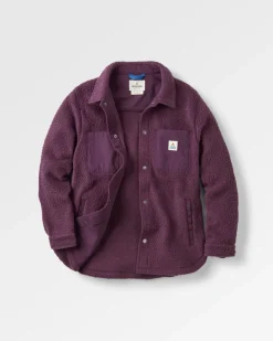 Rappel Recycled Sherpa Oversized Shirt Jacket - Deep Plum