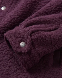 Rappel Recycled Sherpa Oversized Shirt Jacket - Deep Plum
