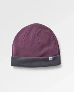 Recycled Polar Fleece Beanie - Deep Plum/Charcoal