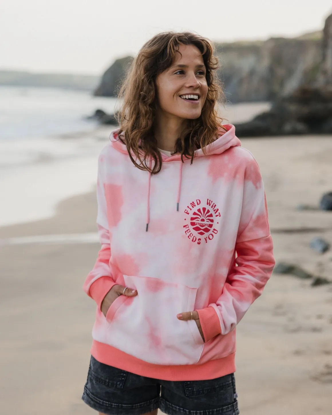 Rediscover Printed Hoodie - Tie Dye Shell Pink