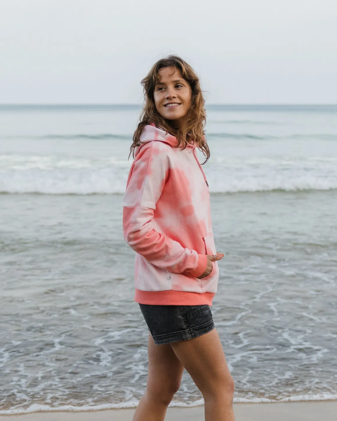 Rediscover Printed Hoodie - Tie Dye Shell Pink