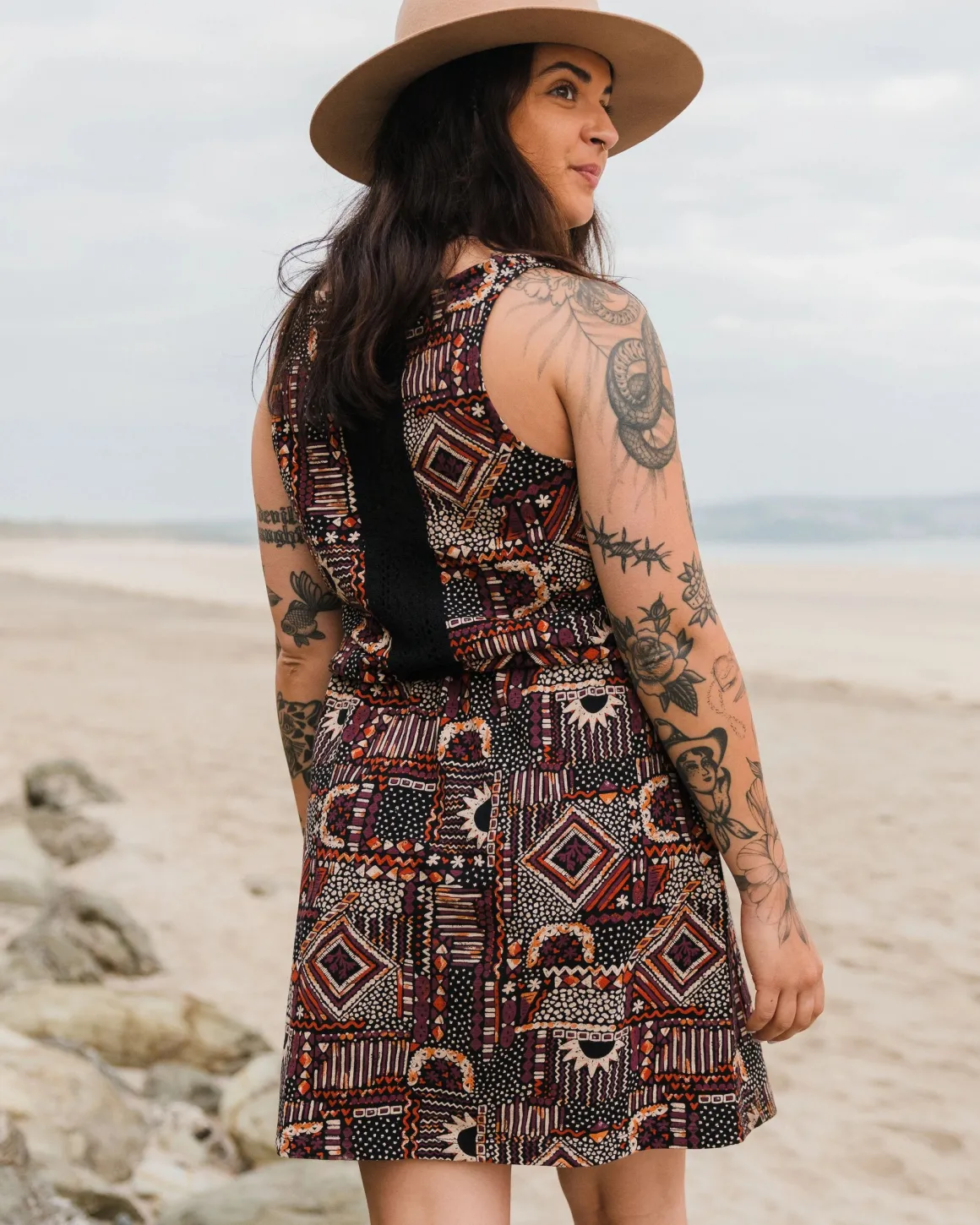 Rivergate Recycled Cotton Dress - Vintage Patchwork Black/Multi