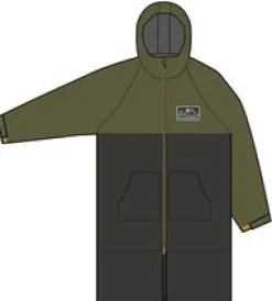 Roaming Recycled Sherpa Lined Changing Robe - Black/ Khaki Green