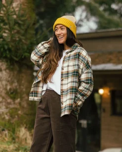 Rootsy Organic Cotton Long Sleeve Shirt - Birch/Rain Forest Check