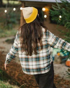 Rootsy Organic Cotton Long Sleeve Shirt - Birch/Rain Forest Check