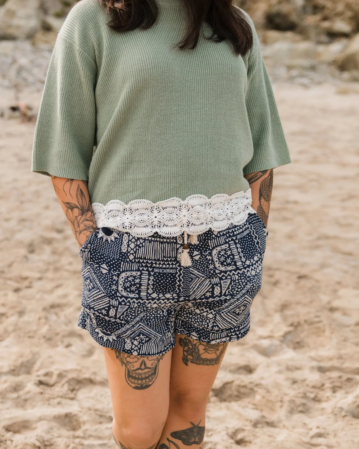 Santosa Woven Shorts - Vintage Patchwork Navy