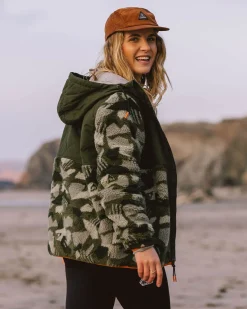 Sefton Recycled Deep-Pile Sherpa Full Zip Fleece - Fir Tree