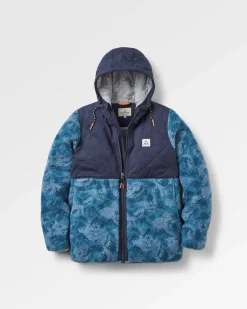Sefton Recycled Deep-Pile Sherpa Full Zip Fleece - Abstract Mountain Blue Steel
