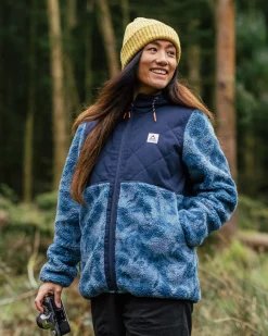 Sefton Recycled Deep-Pile Sherpa Full Zip Fleece - Abstract Mountain Blue Steel