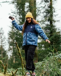 Sefton Recycled Deep-Pile Sherpa Full Zip Fleece - Abstract Mountain Blue Steel