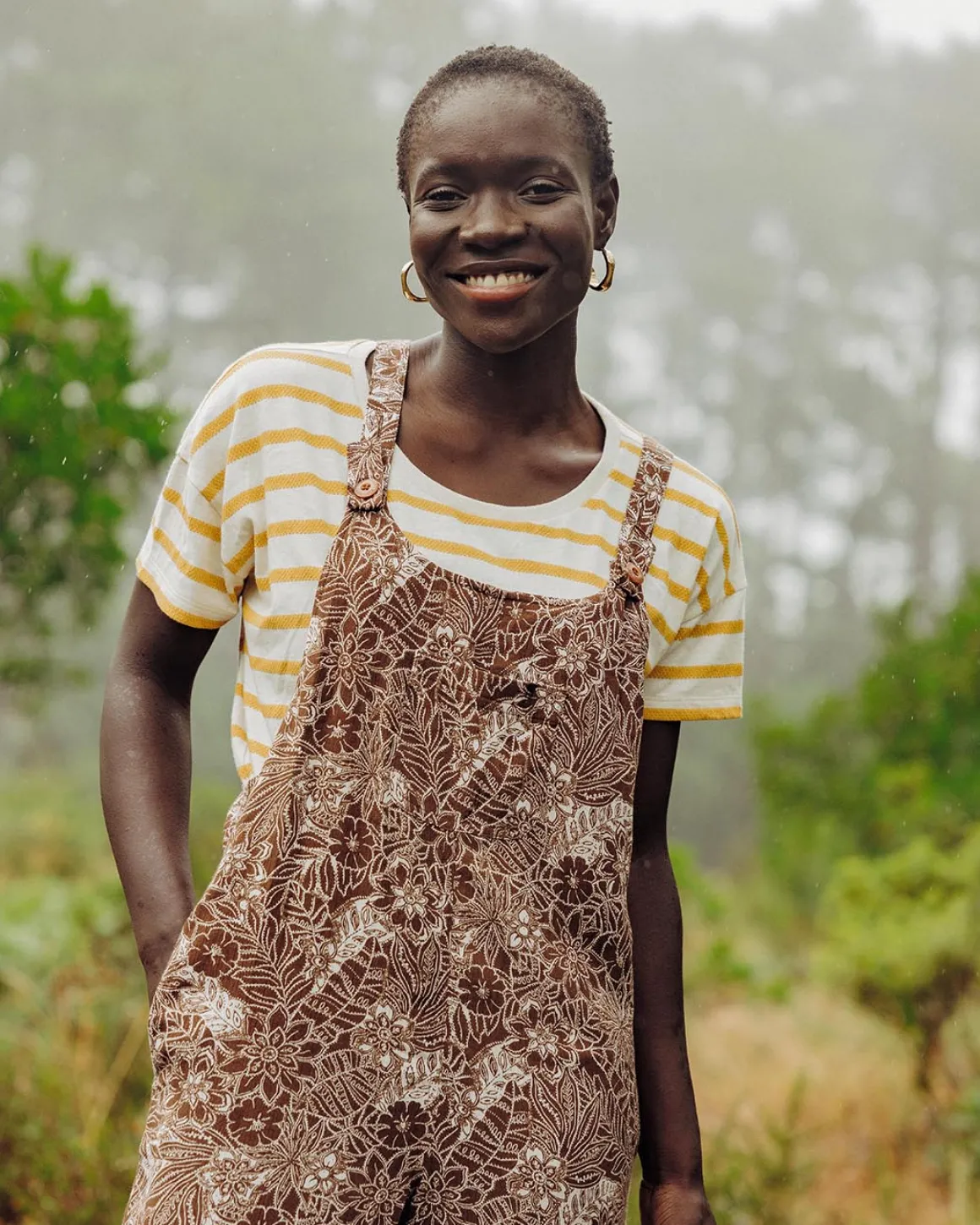 Serenity Overalls - Chestnut Floral Pattern