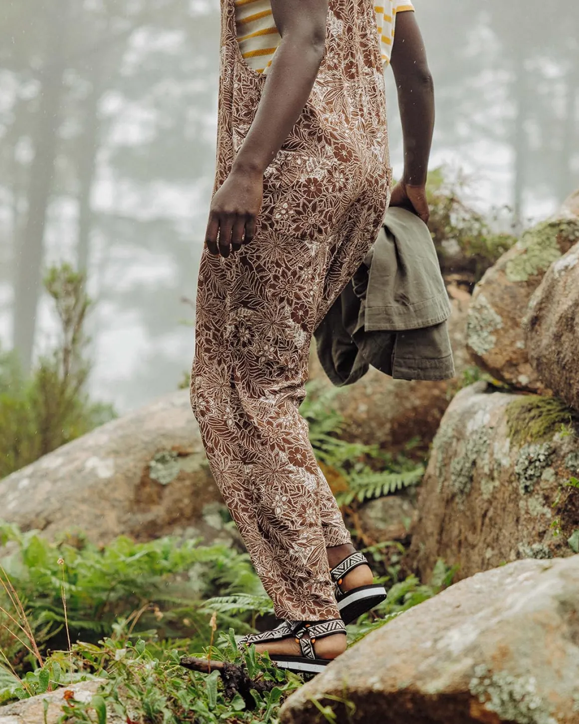 Serenity Overalls - Chestnut Floral Pattern