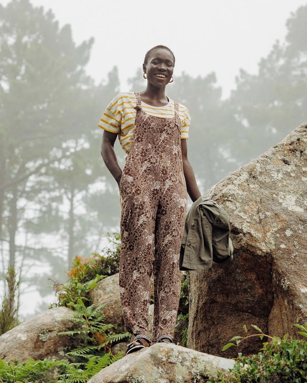 Serenity Overalls - Chestnut Floral Pattern
